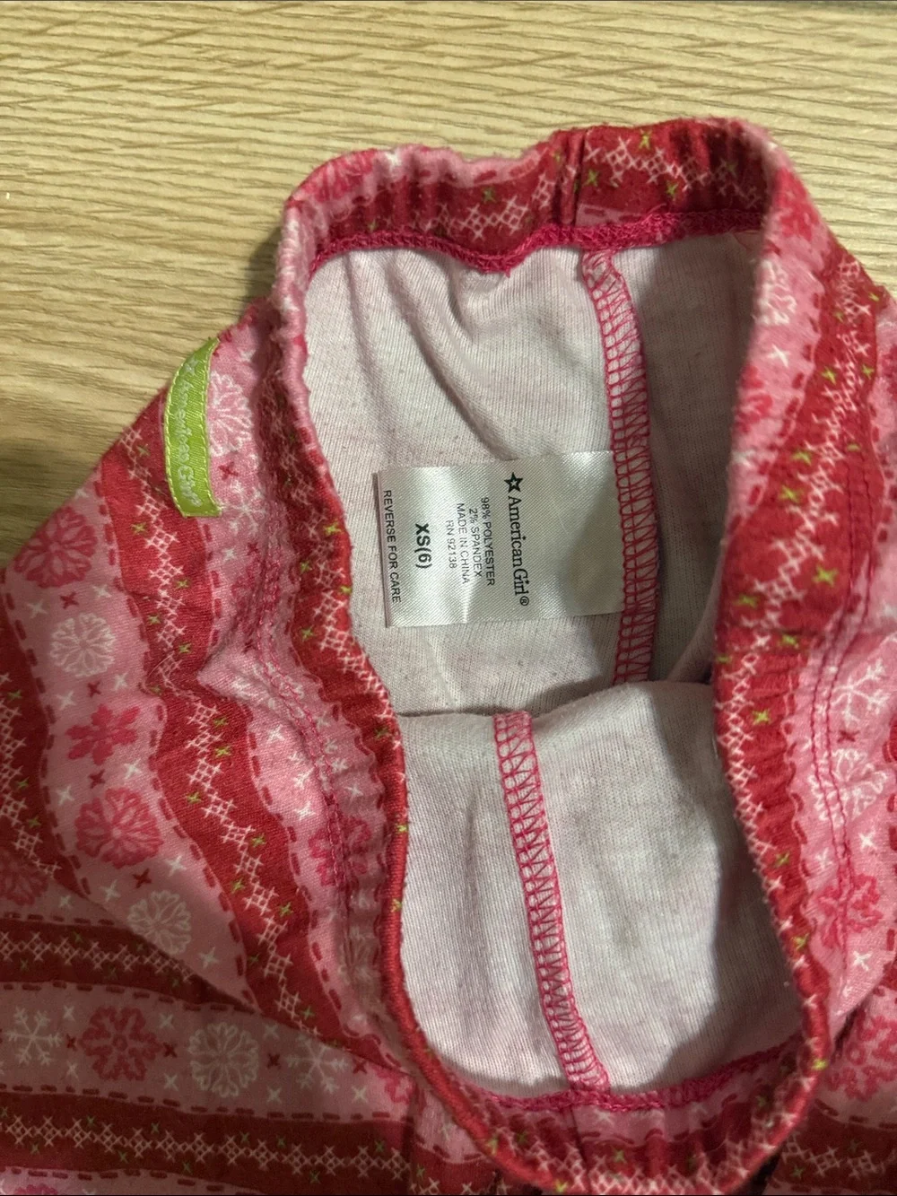 American Girl  Hot Pink Snowflake Thermal Pajama Set